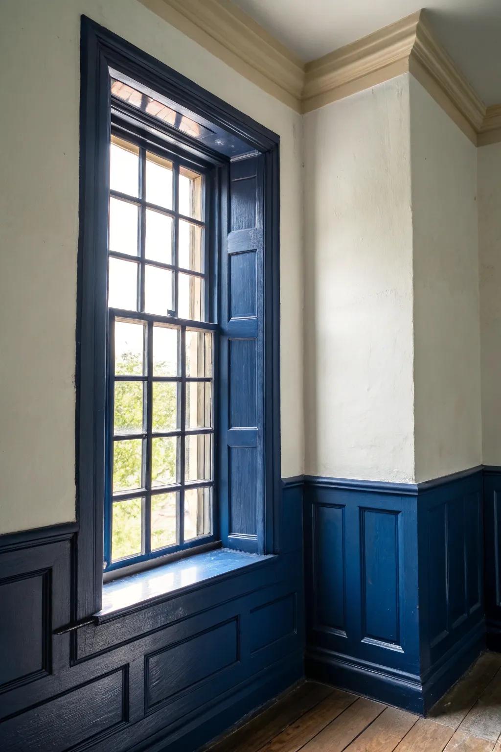 Contrasting trim wonderfully emphasizes outdoor views.