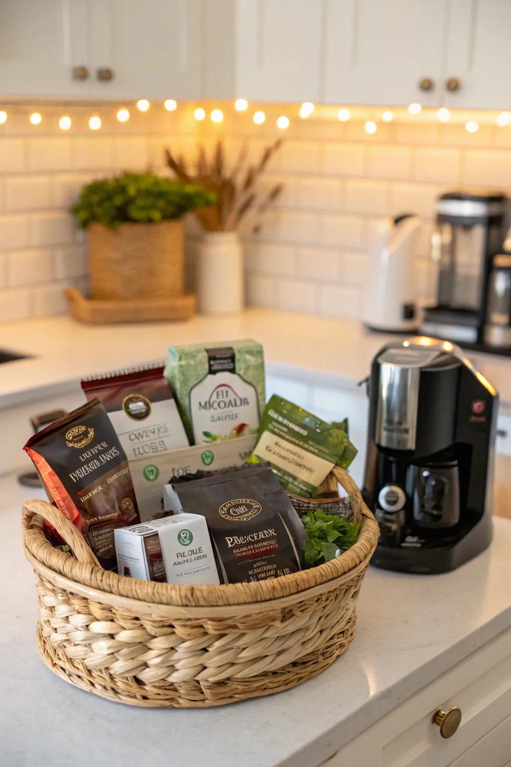 Gourmet coffee and tea for new parents.