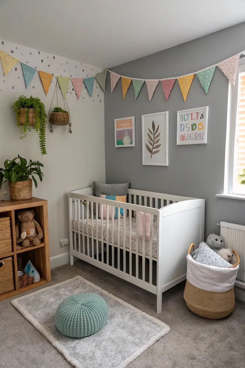 A versatile nursery featuring gentle stone shades.