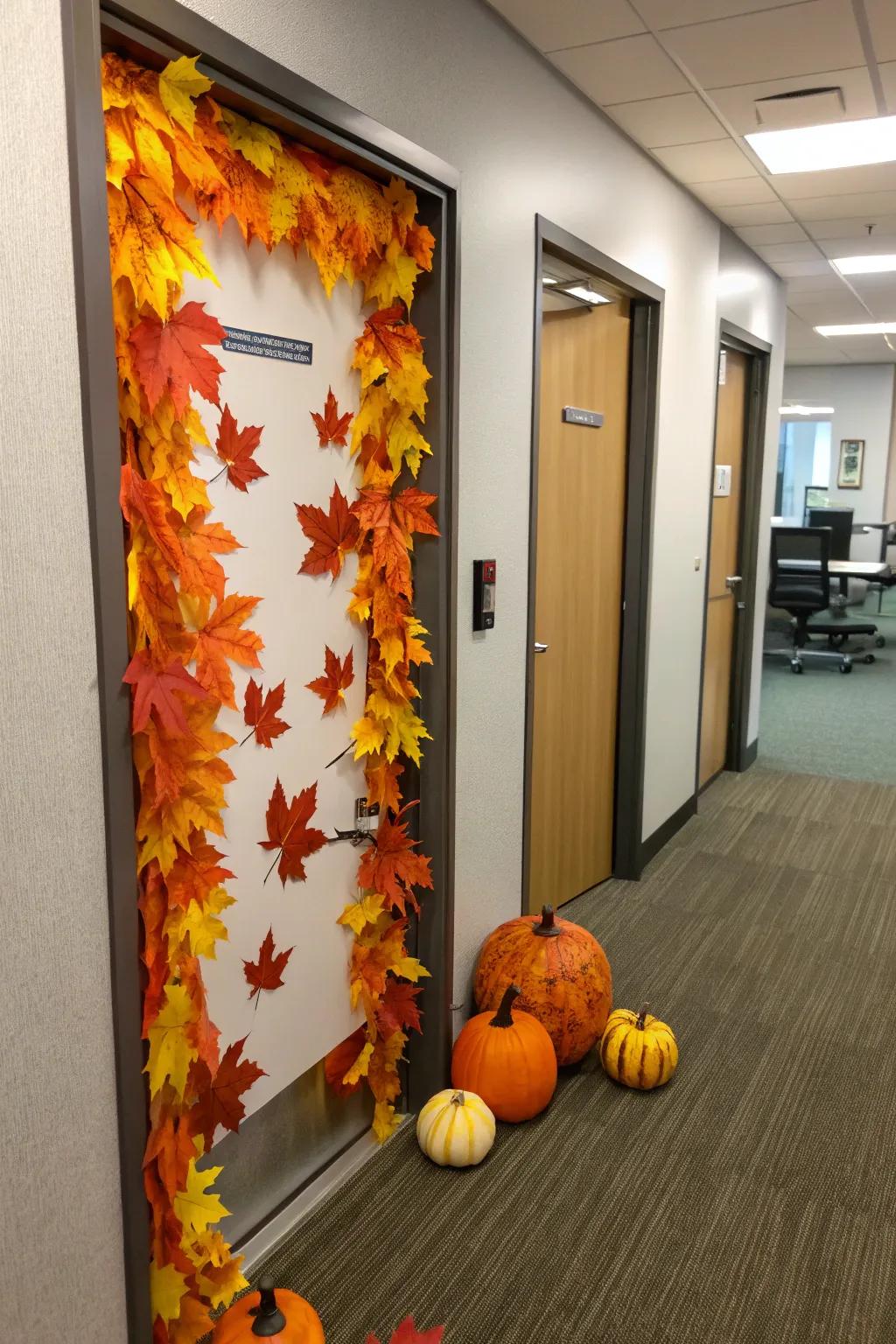 Greet fall using a seasonal harvest-themed entrance.