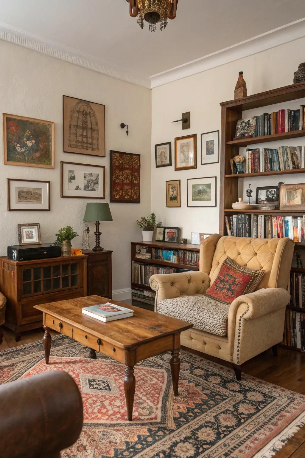 Eclectic accents create a unique atmosphere.