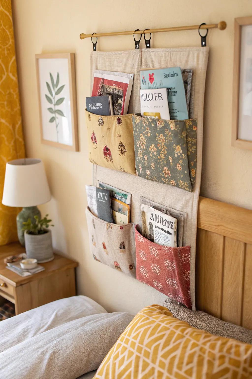 Organize tiny items with wall-mounted pockets.