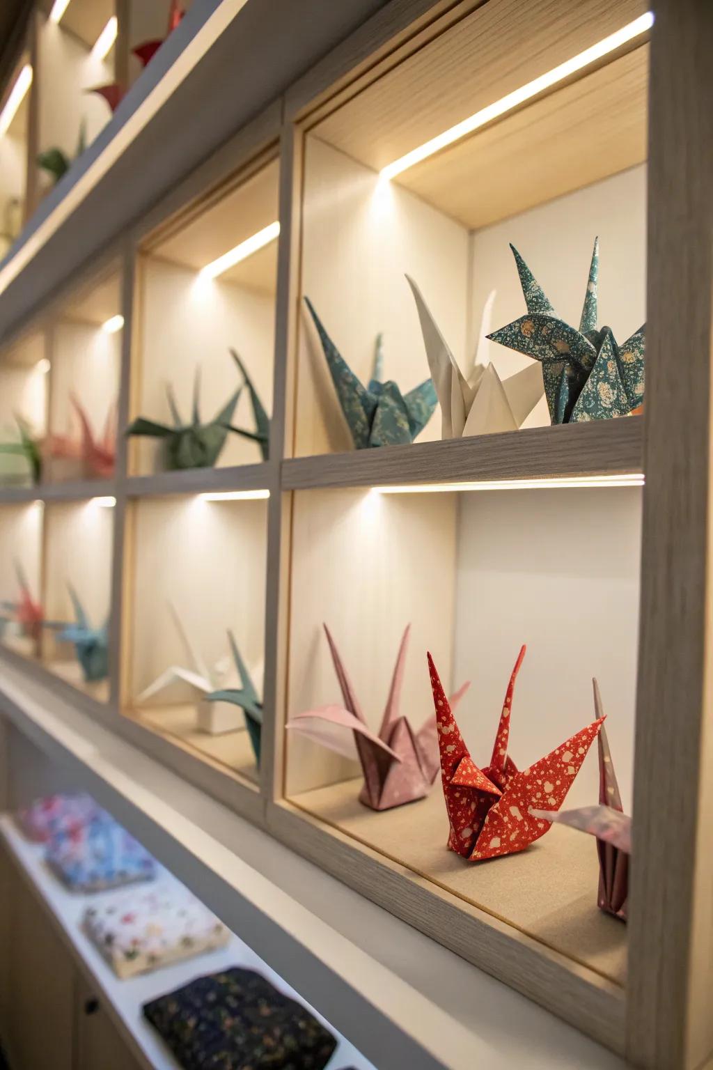 Paper bird display casing for a protected display.