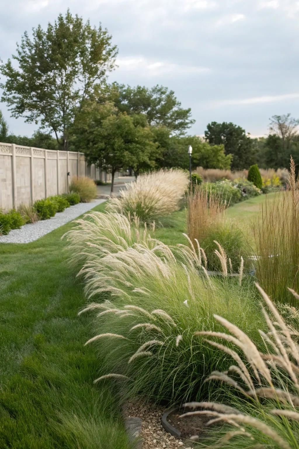 Decorative grasses add feel to little garden spaces.