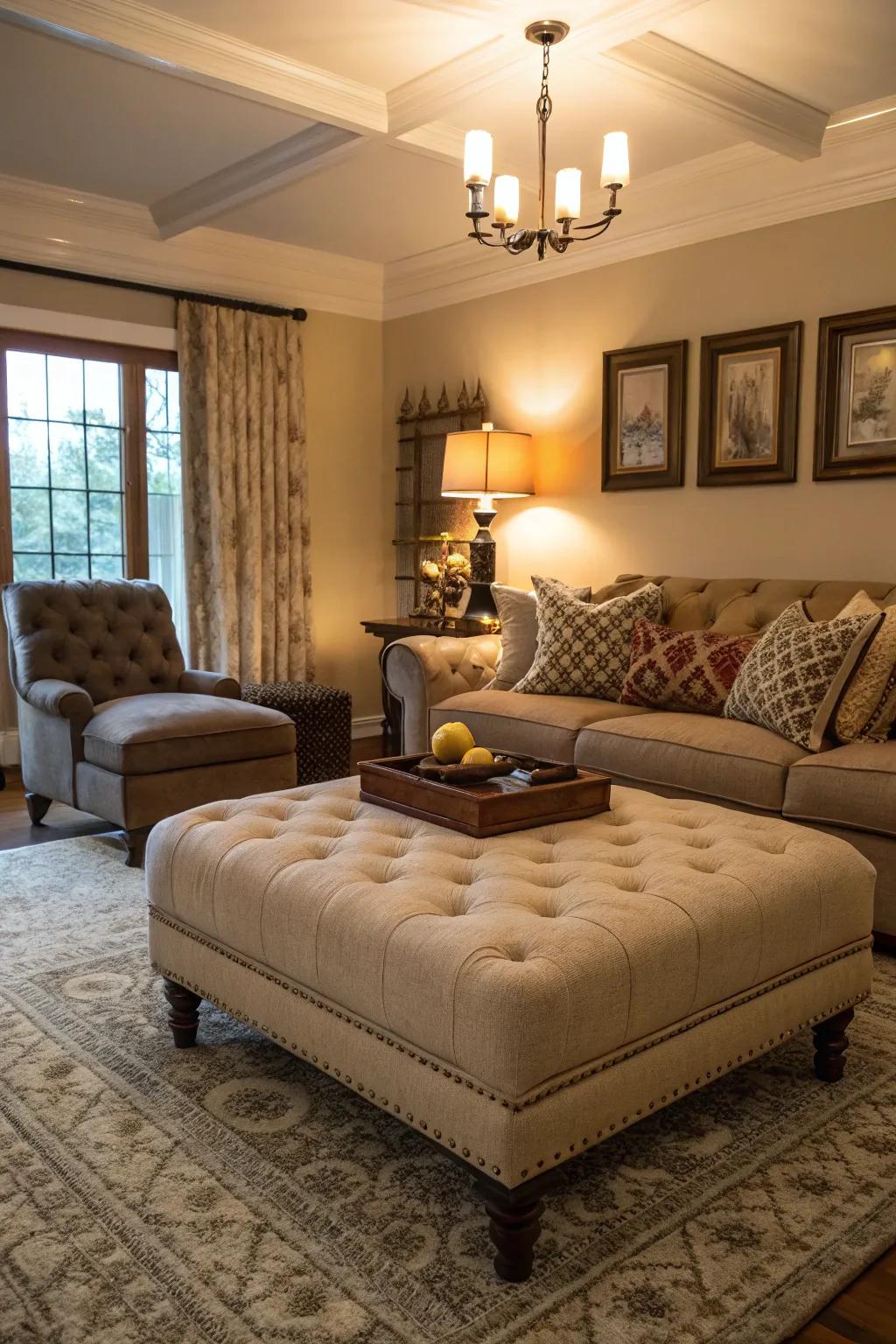 A low-profile footrest fostering a laid-back living space.