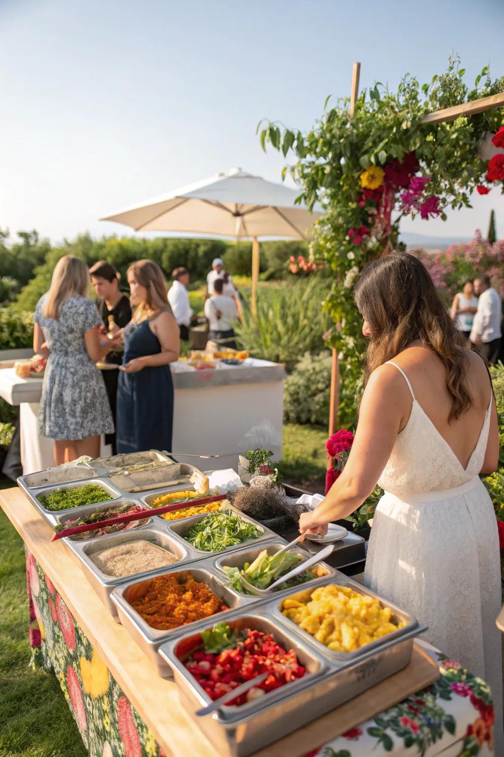 A hands-on filled bread area where guests can make their favorite flavors.