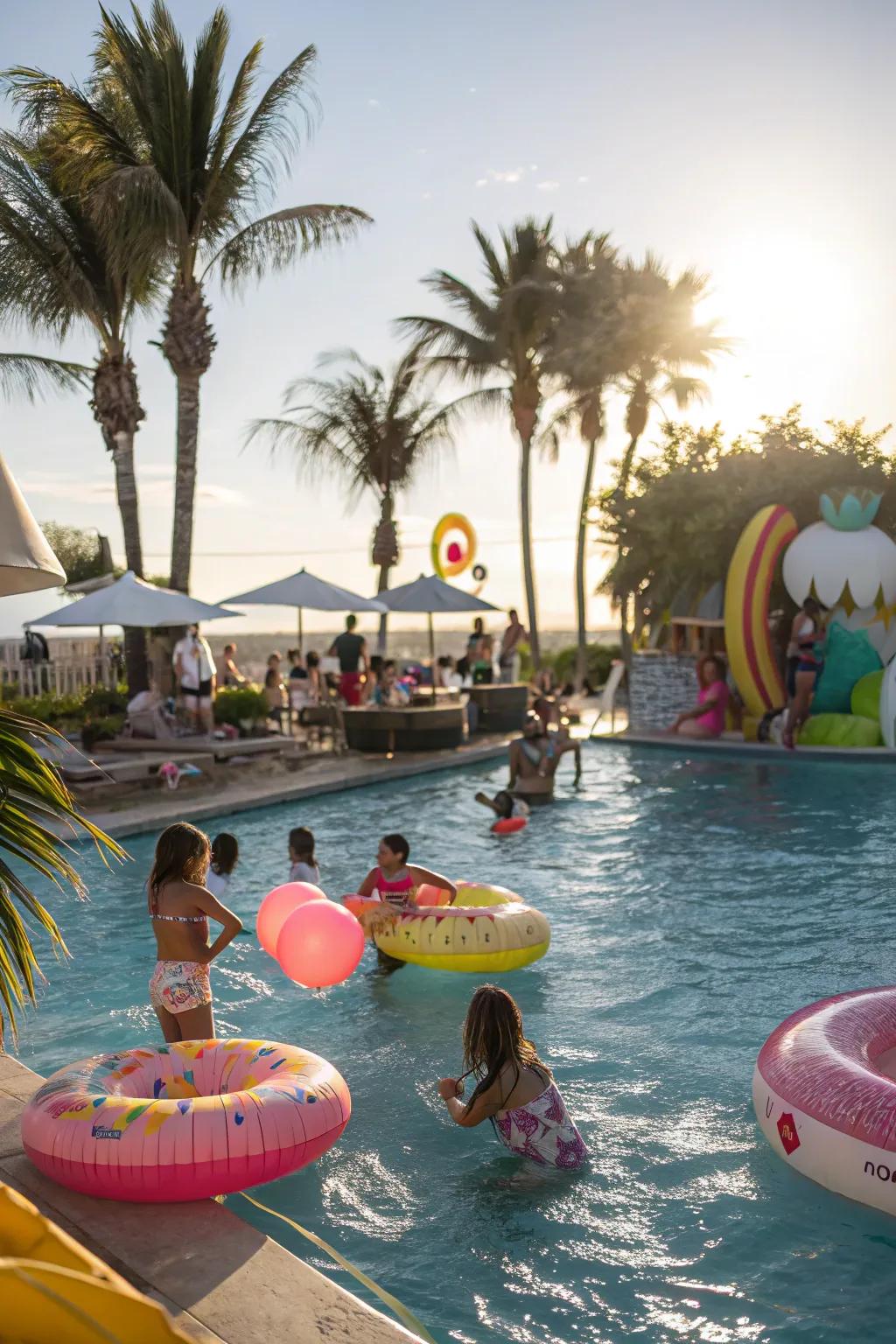 Teens enjoying a beach-inspired water party.