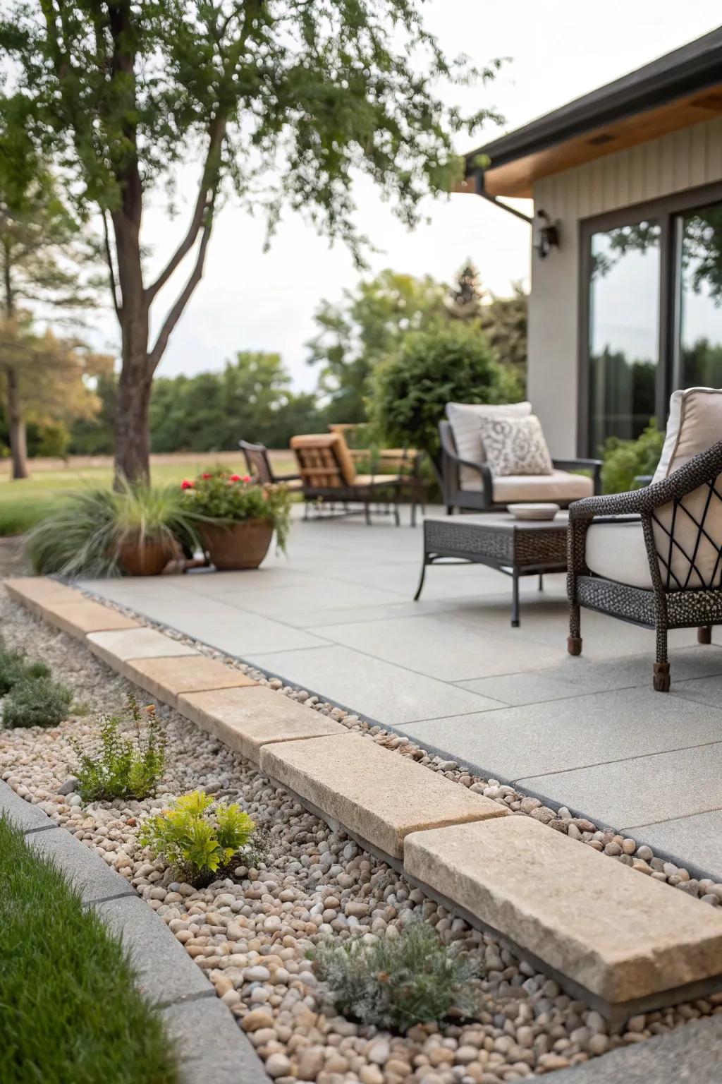 Highlight your patio through gravel outlines.