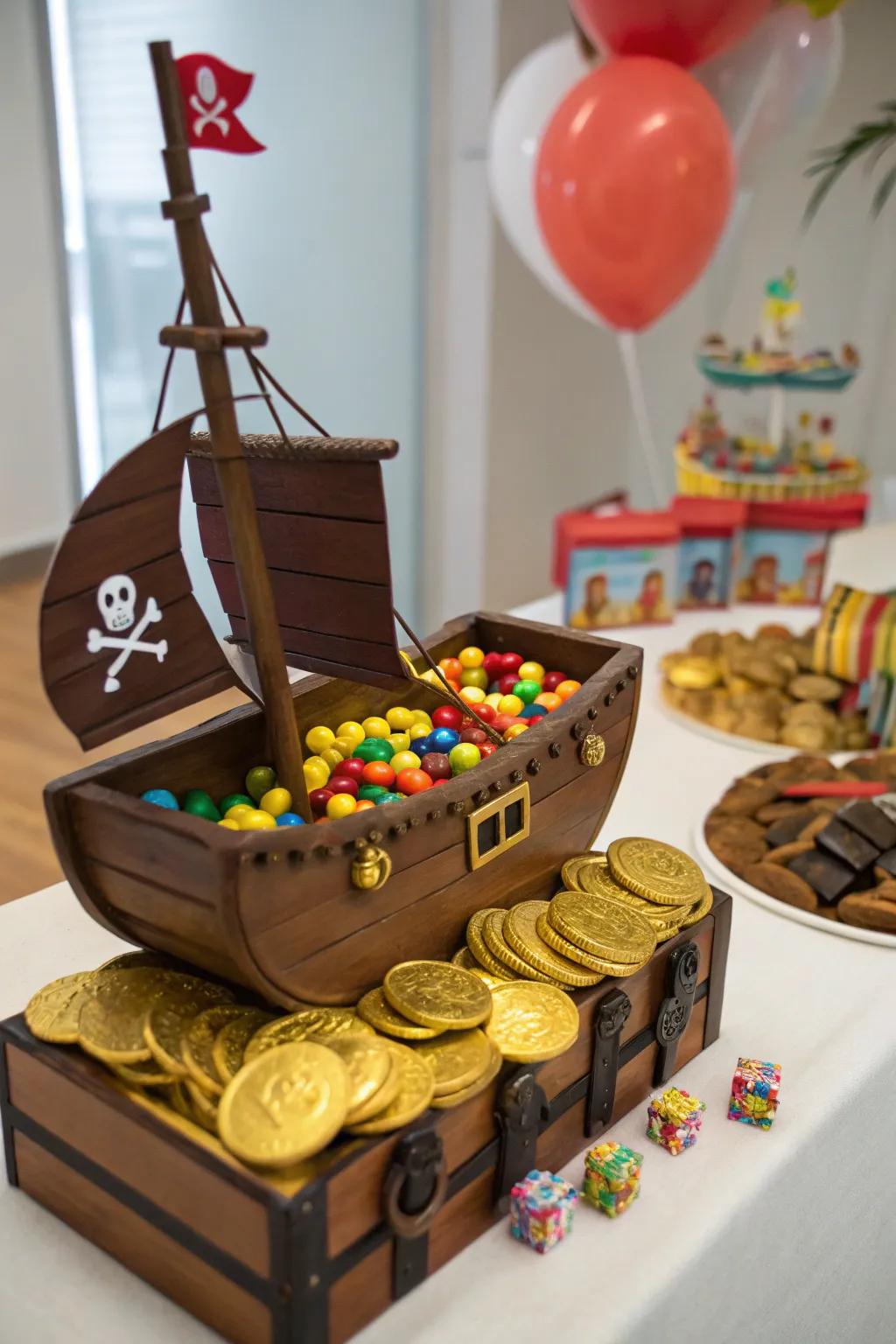 Please guests with a pirate vessel bite display.