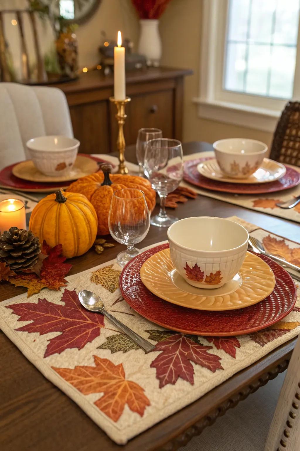 Keep your dining space in harmony with the seasons using seasonal placemats.