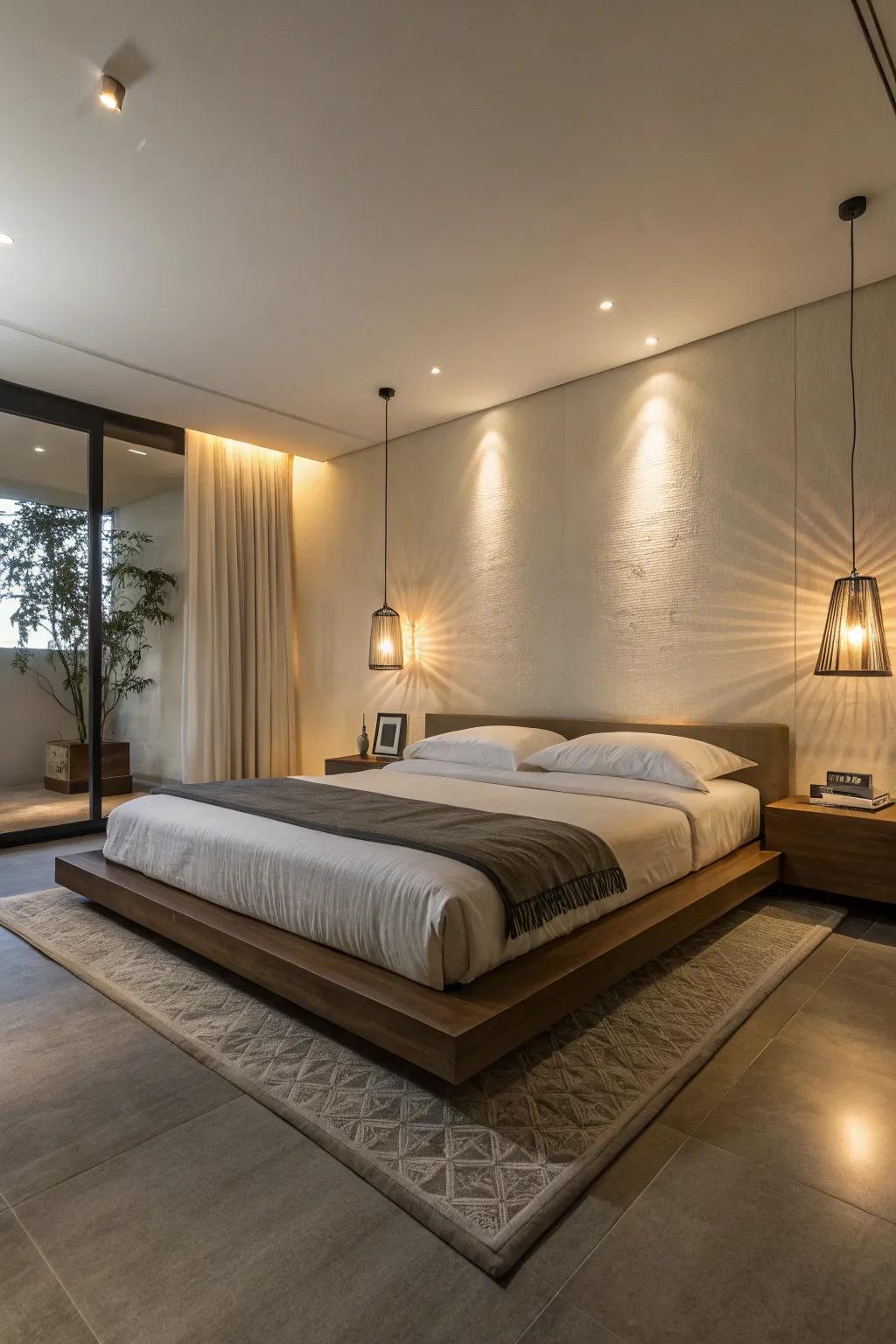 Floating beds create a light and magical ambiance.