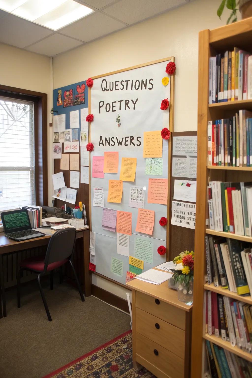 Stimulate thought with a Q&A poetry display.
