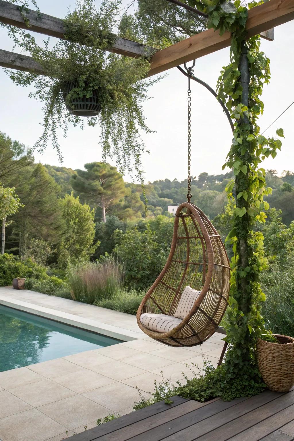Unwind in a hanging hammock by your pool.