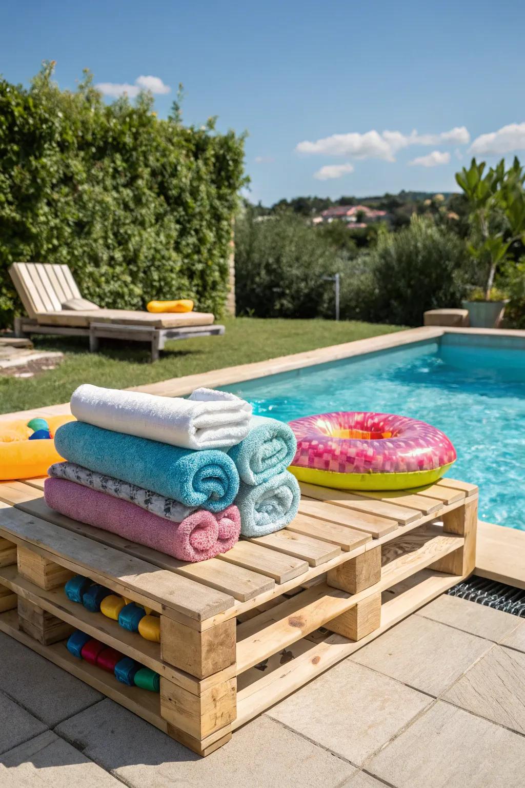 Timber pallets furnish a rustic and functional storage resolution.