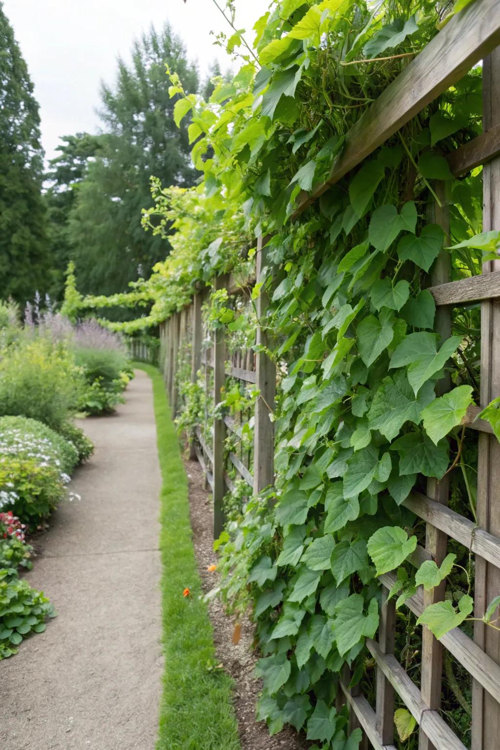 Creepers producing a live barrier alongside property borders.