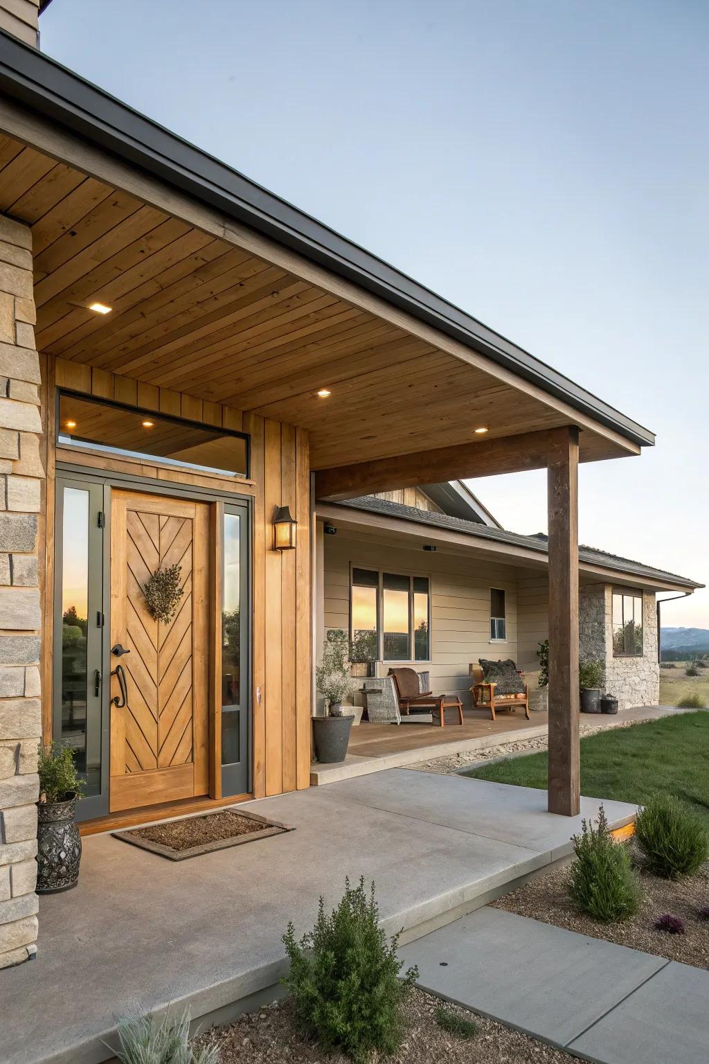 Revolving entrances create a striking, modern access.
