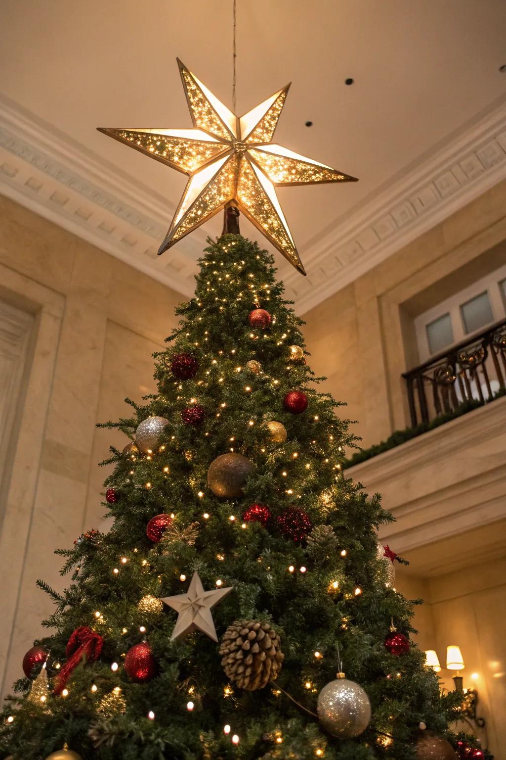 A statement tree topper adds the perfect finishing touch.