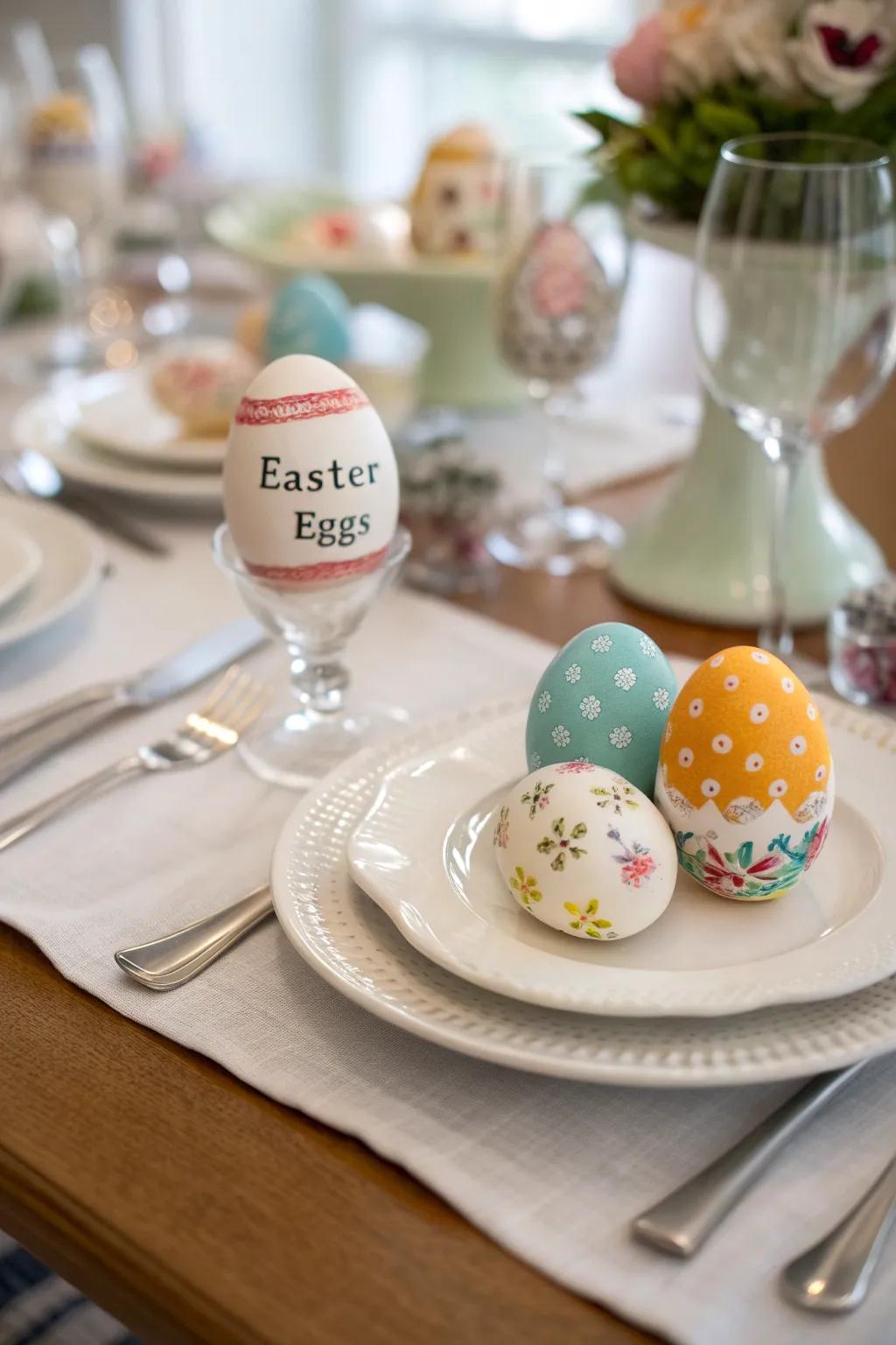 Individualized Easter eggs make distinct area setups.