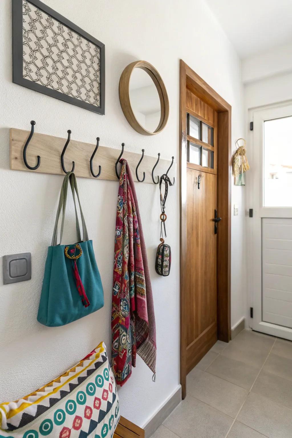 Organize and design using ornamental detachable hooks.