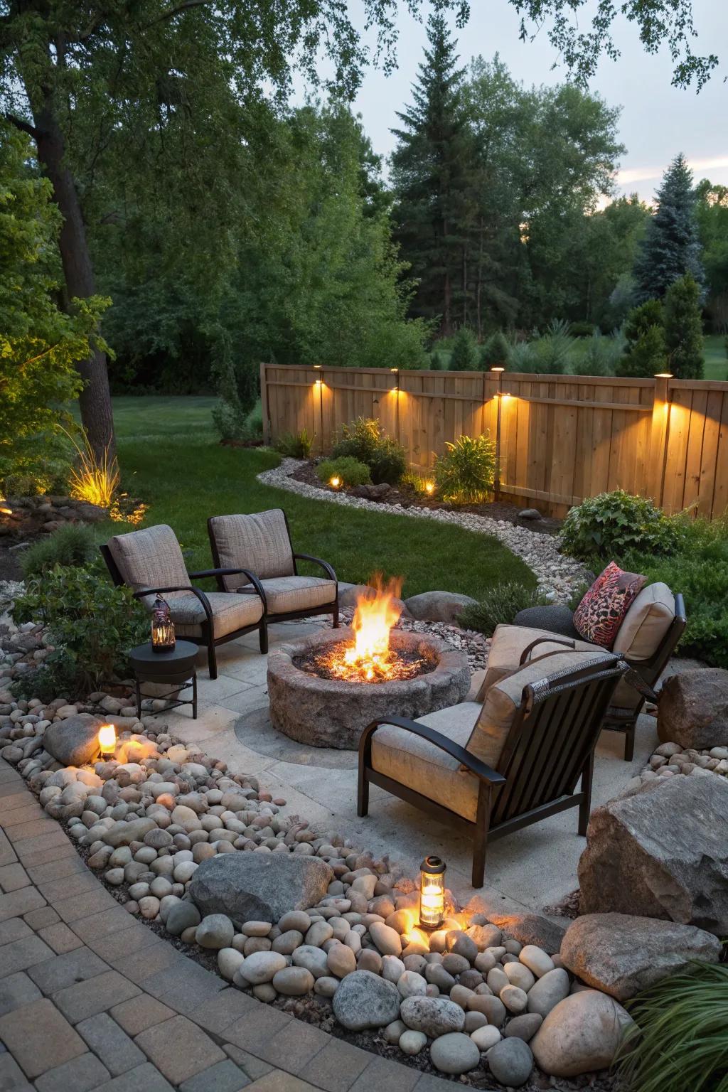 Fashion a welcoming bonfire vicinity via streamside stones.