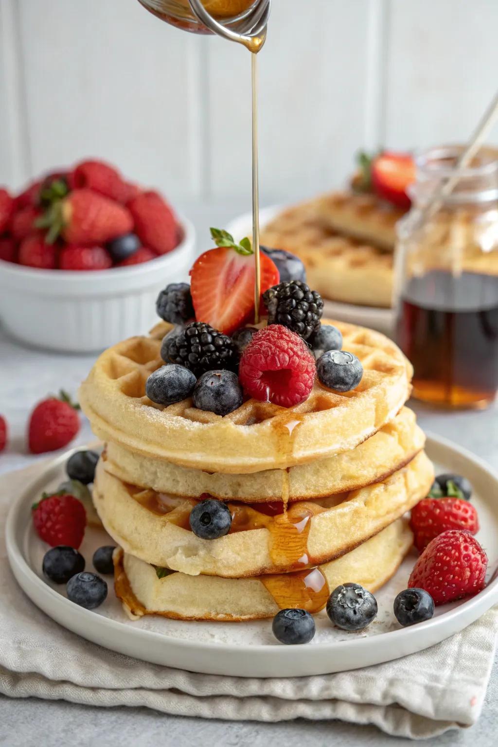 Fluffy squares with berries add sweetness to your morning.