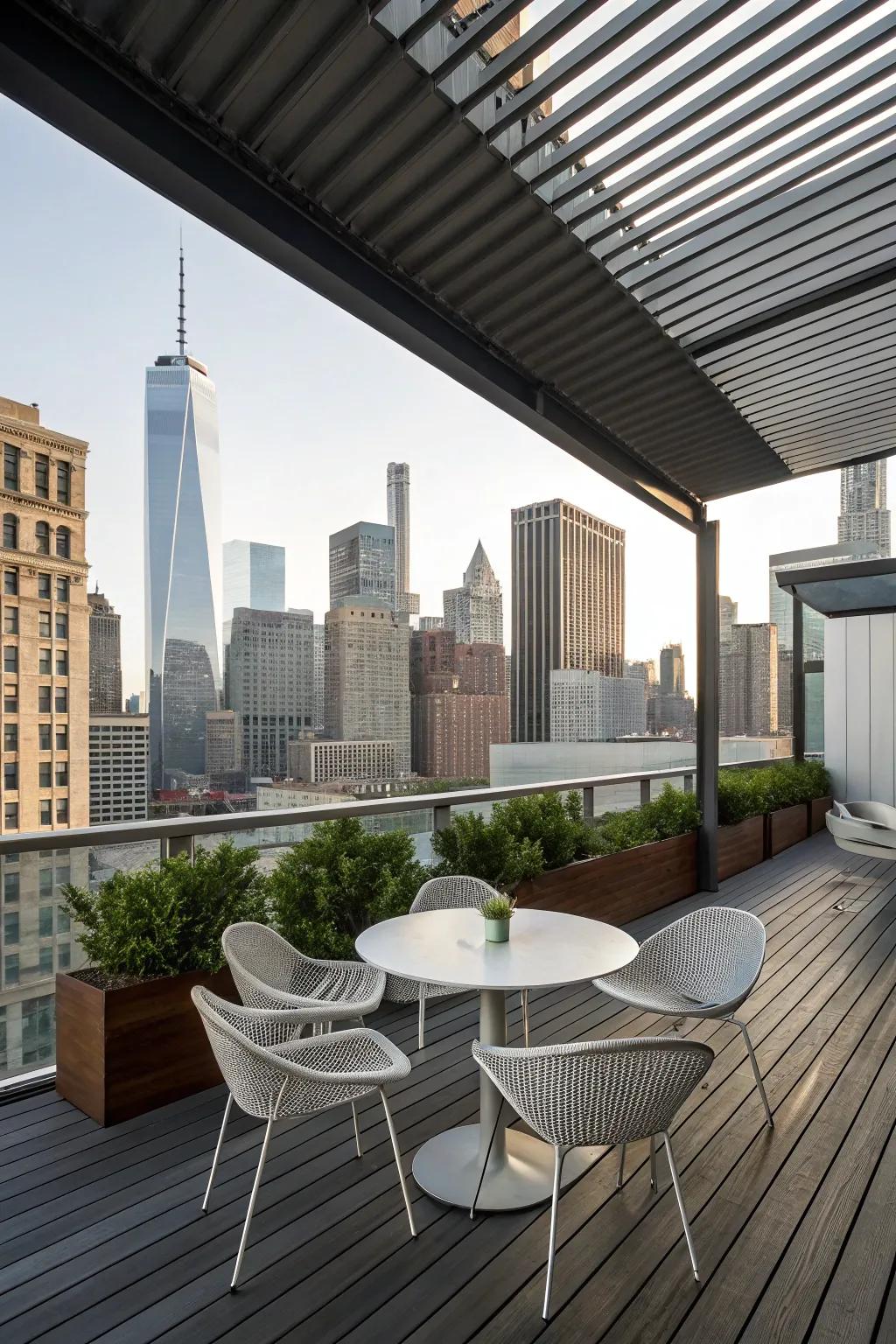 Metallic roofing offers a polished and low-maintenance deck covering.