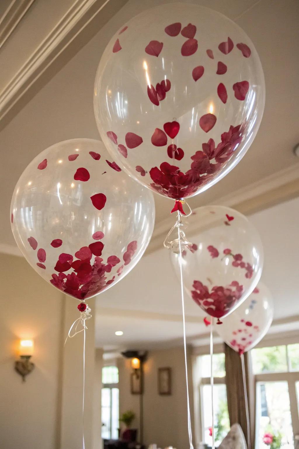 Balloons filled with floral discs for a magical surprise