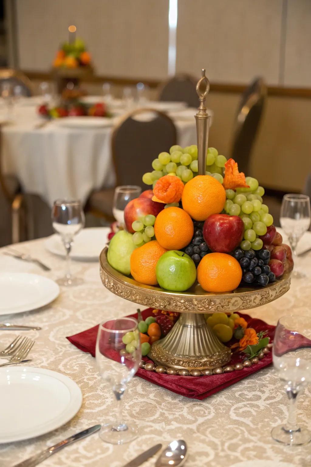 Fruit displays add hue and vibrancy.