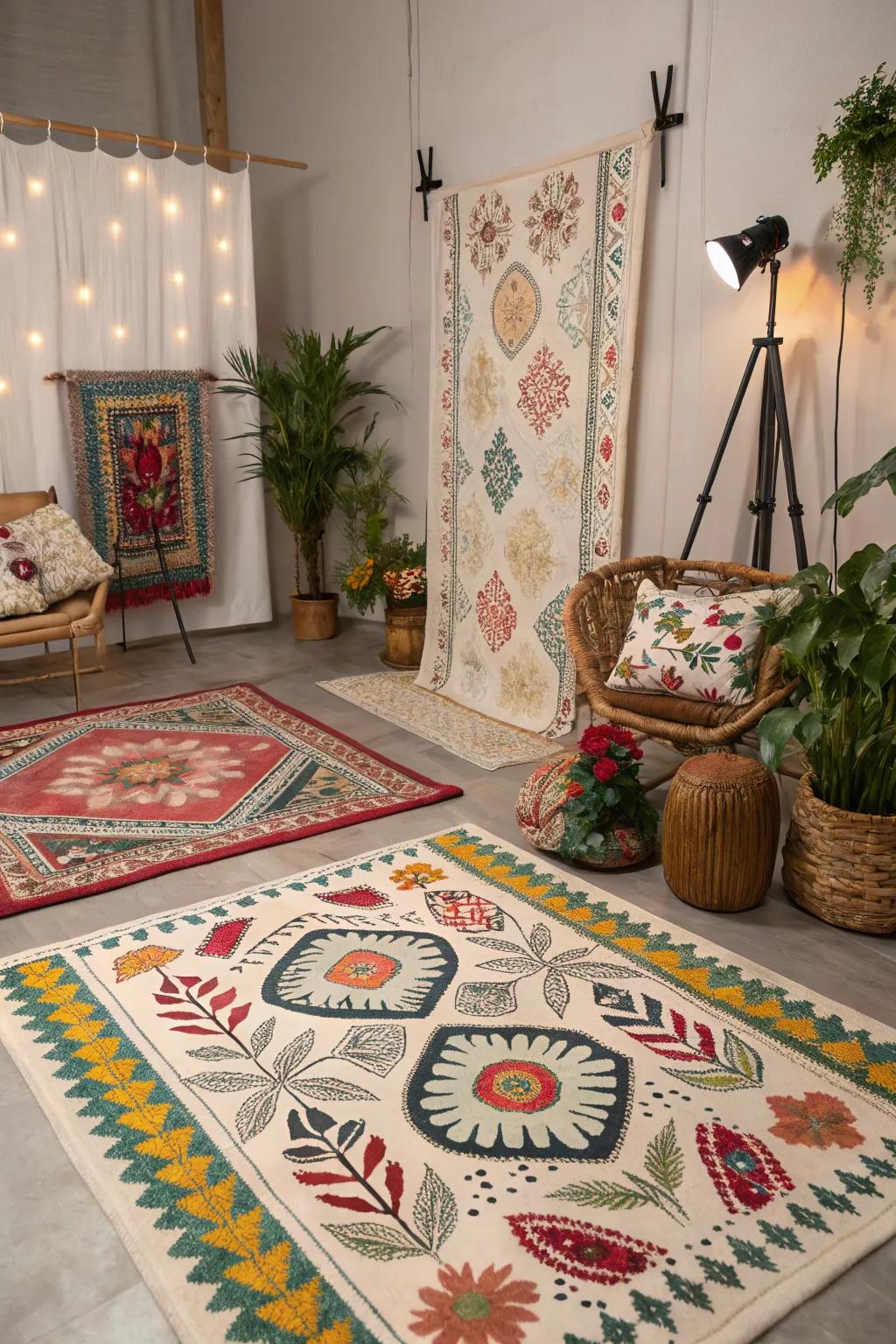 Wild rug patterns can add a fun vibe to your decor.