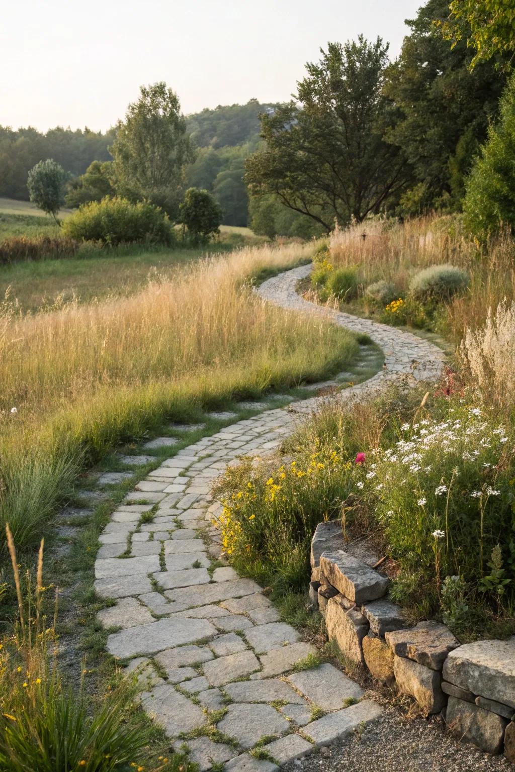 Winding routes encouraging exploration in a natural garden.