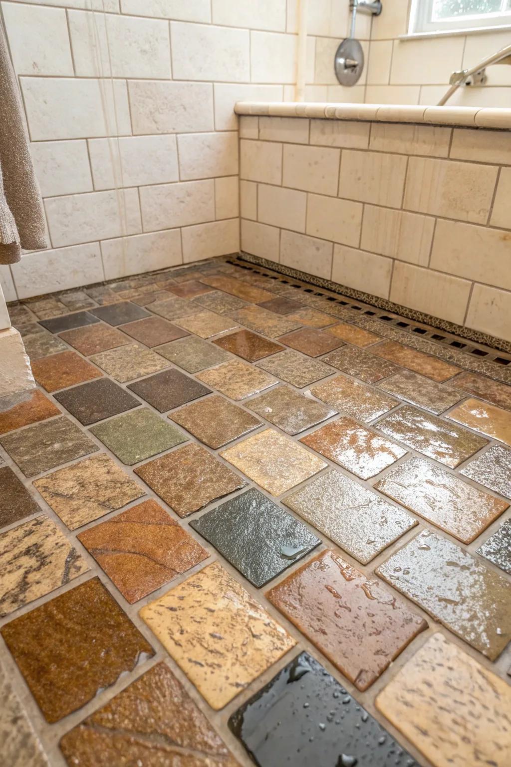 Handmade tiles fill your shower with charm and uniqueness.