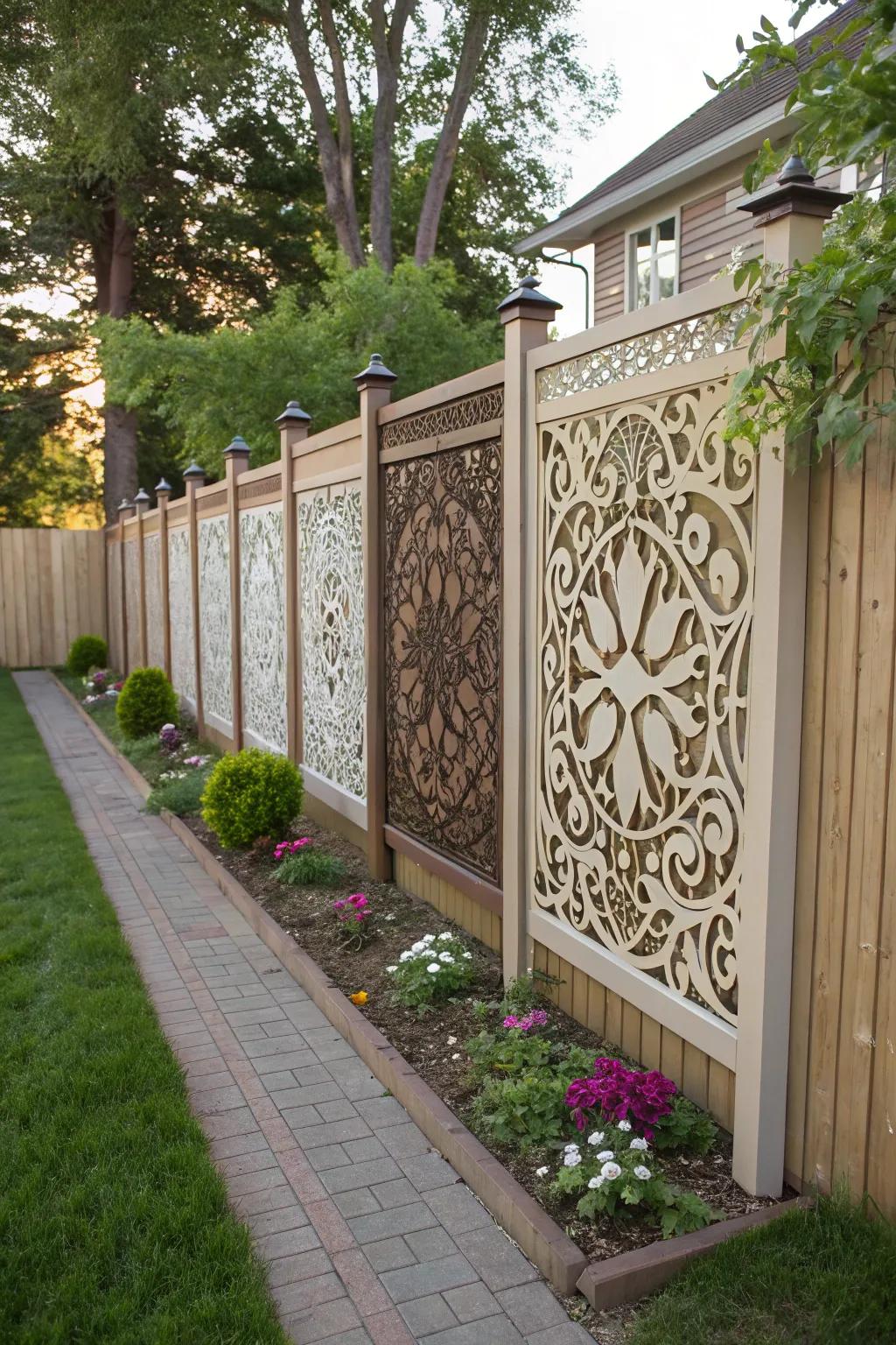 Decorative boards bring style and visual intrigue to plain fences.