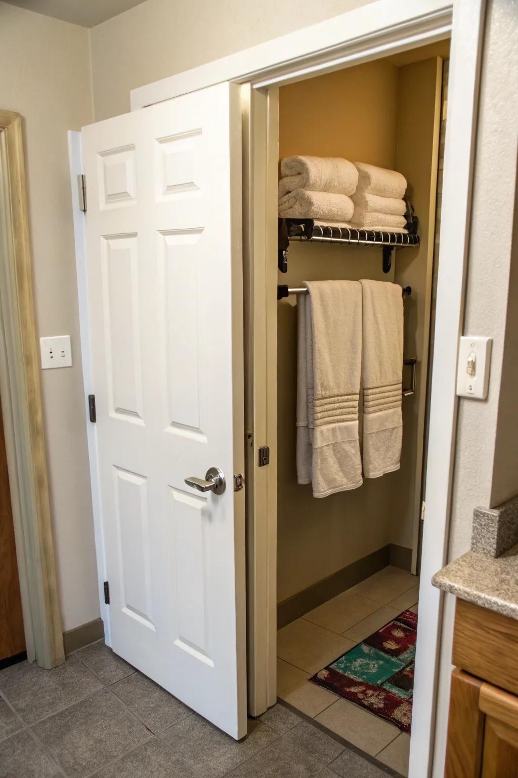 Door-mounted racks maximize the space behind the door.