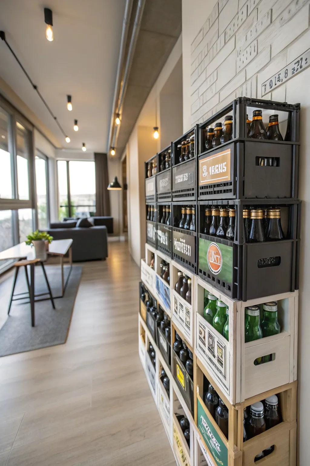 Space-saving wall-set box brew display.