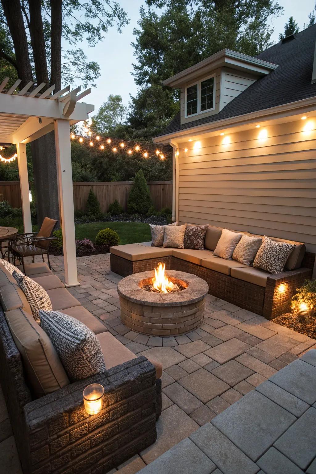 Sunken areas introduce depth and interest to patios.