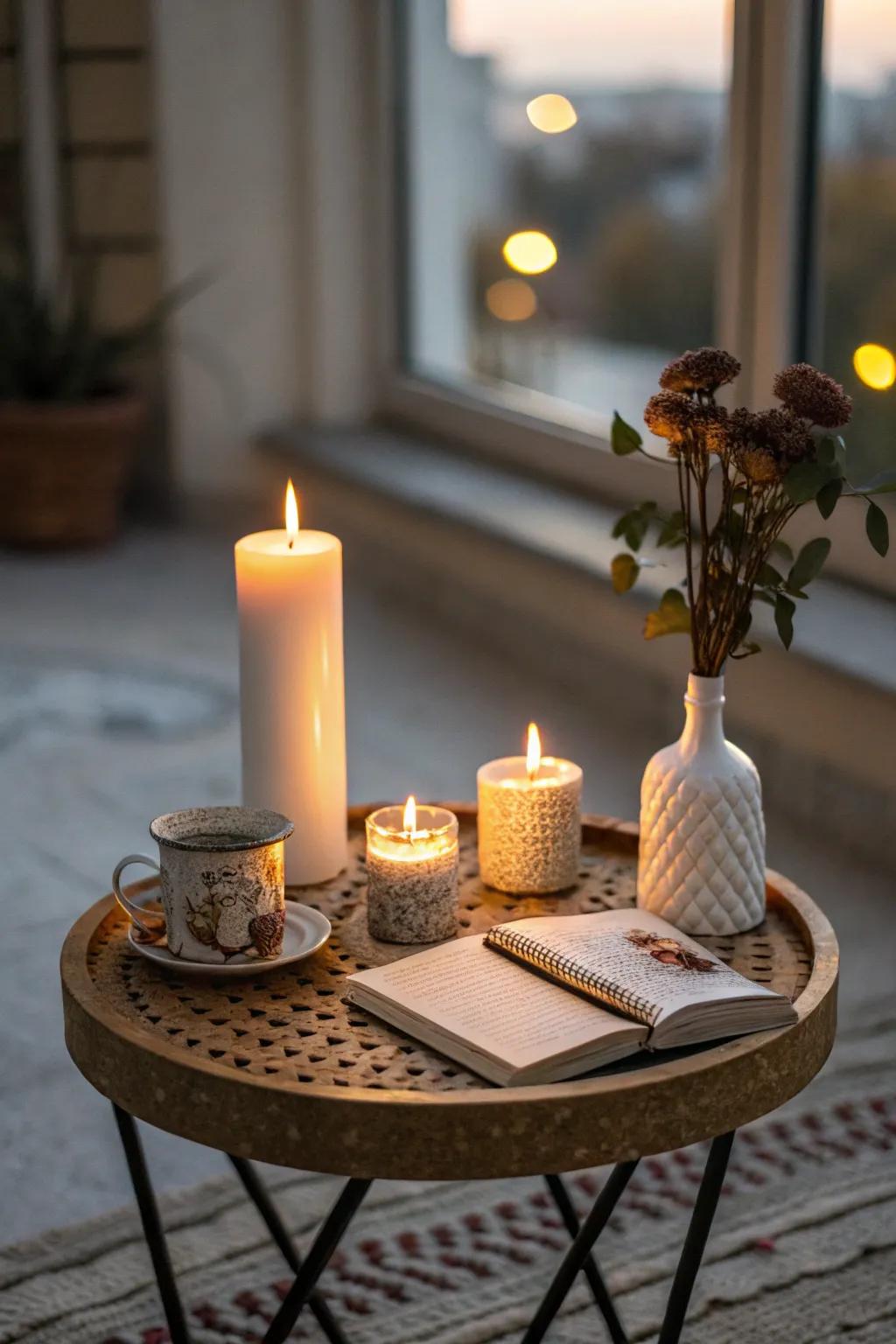 Waxes enhance the coziness and aura of a side table.