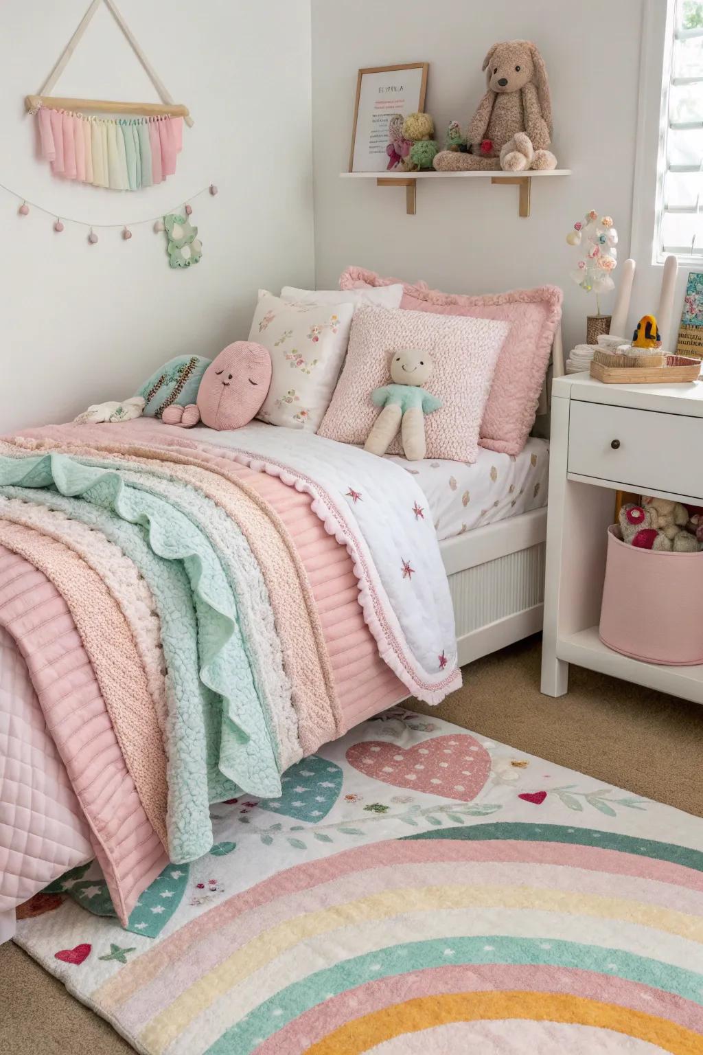 Layered textiles fashion a comfortable personal sanctuary.