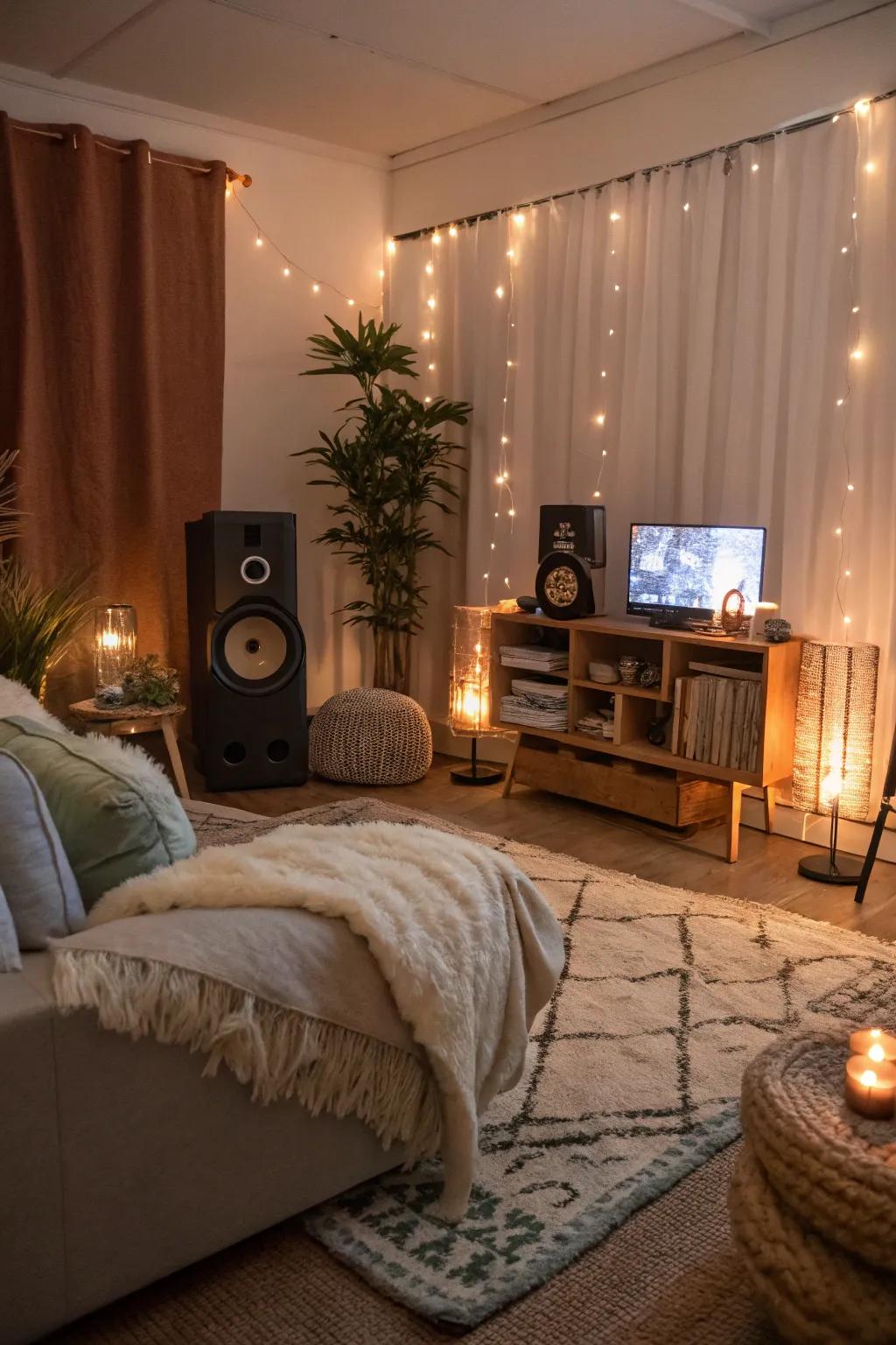 Pacifying music establishes the definitive atmosphere for a spa sleepover.