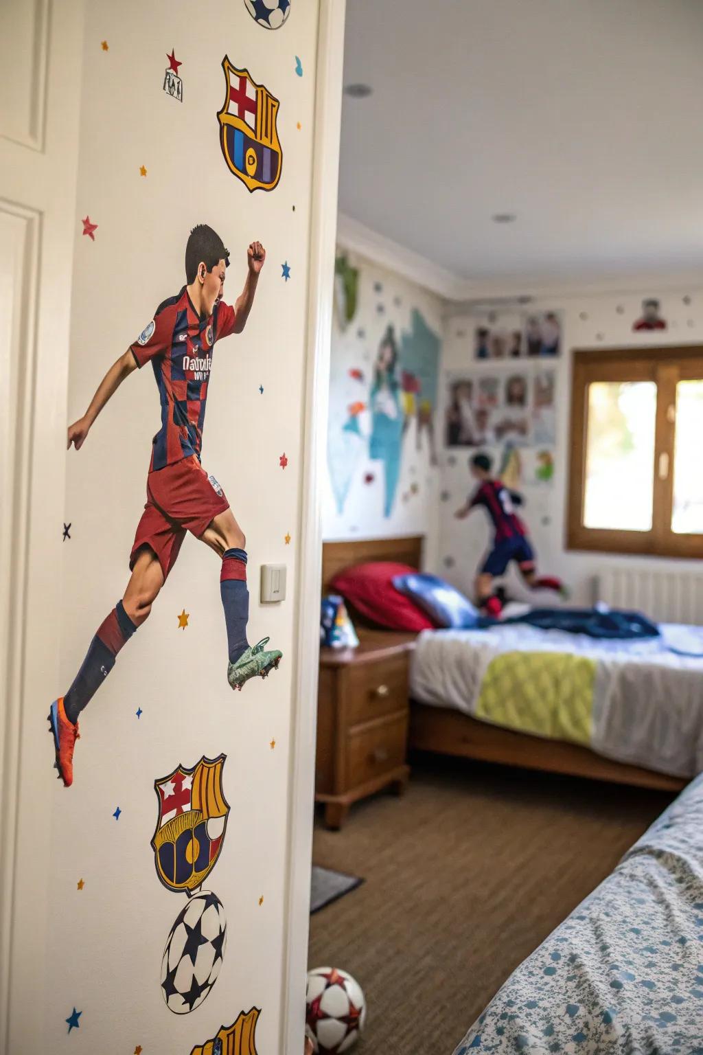Add a feeling of action with sports wall graphics.