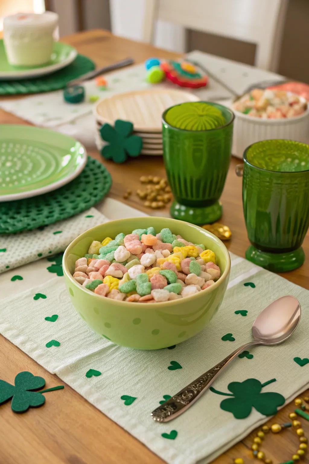 A playful breakfast setting with Enchanted Cereal.