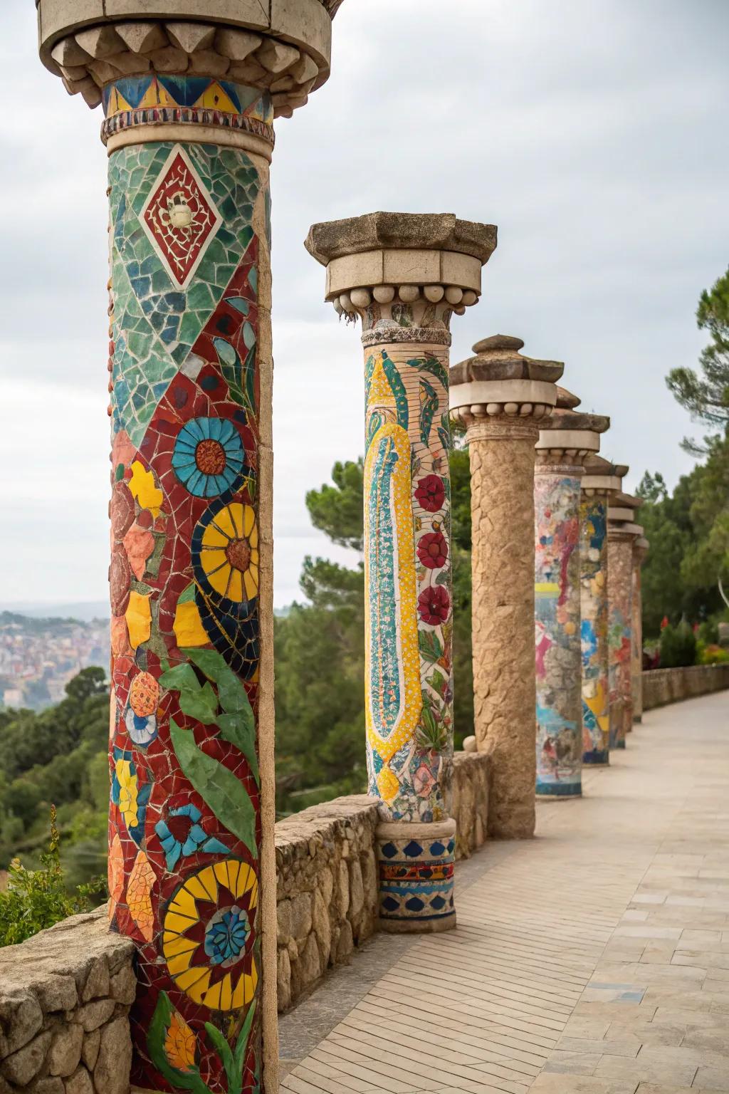 Express your ingenuity using mosaic stone supports.