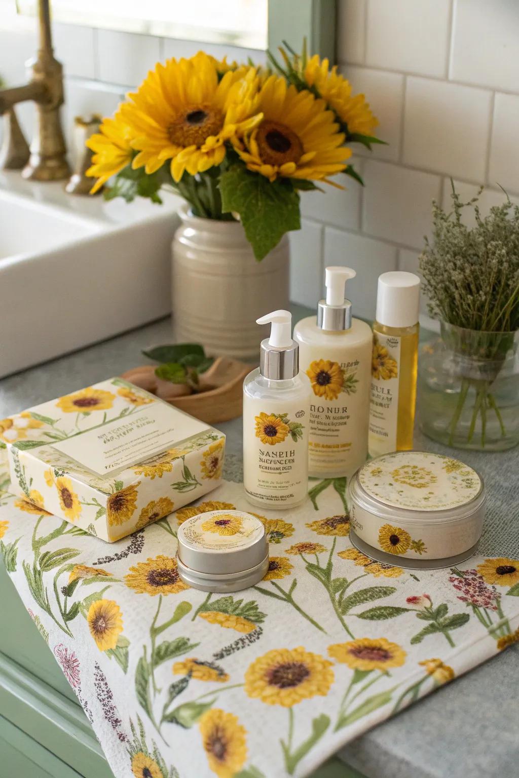 Sunny bloom beauty products for a natural shine.