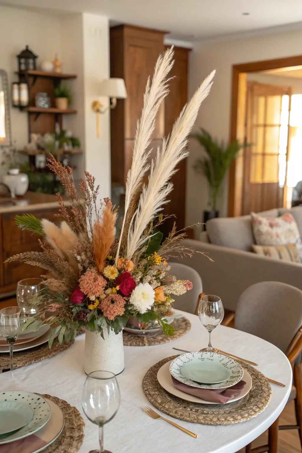 A floral arrangement featuring unexpected elements for a personal touch.