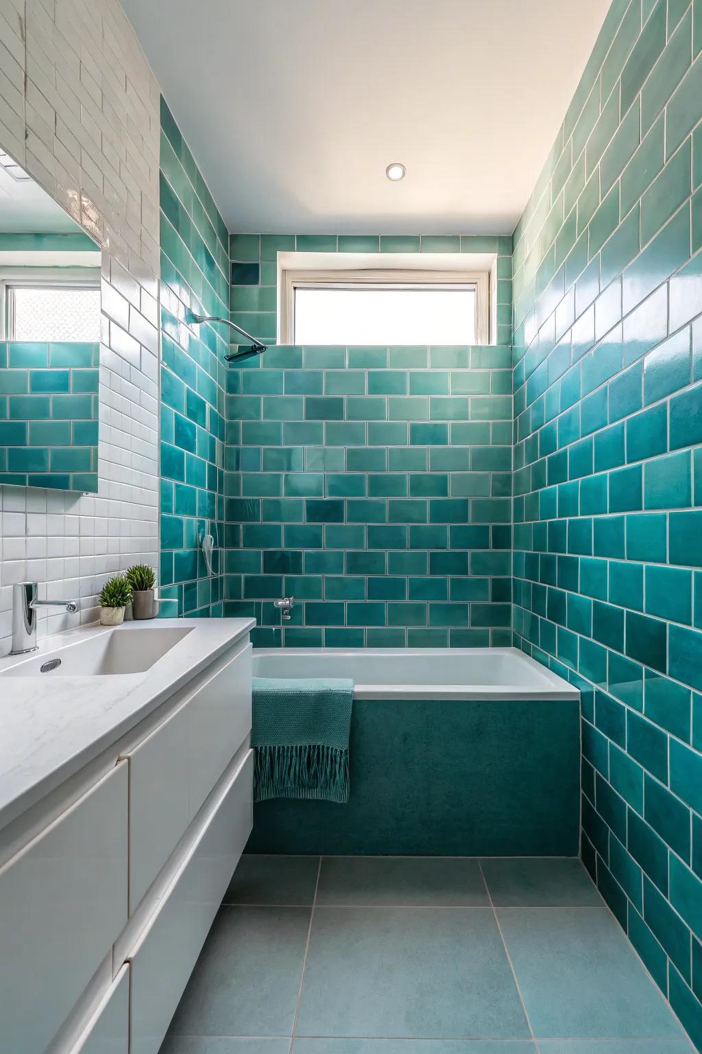 Monochrome turquoise ceramics fashion a serene, unified aesthetic.