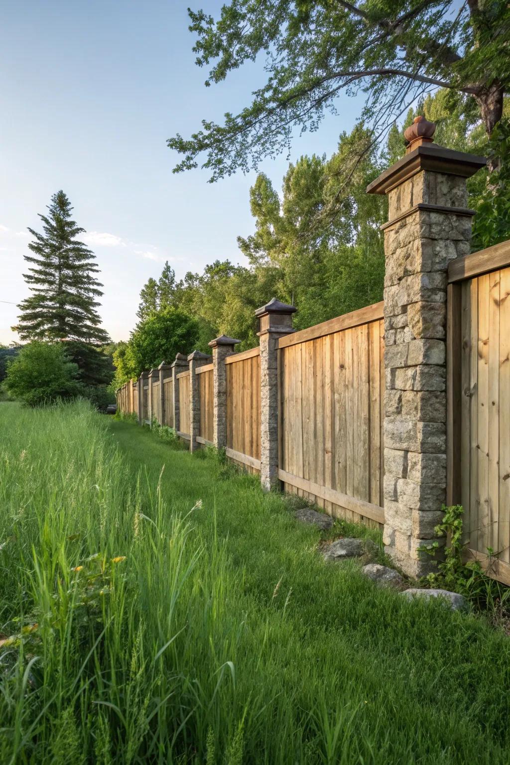 Unite timber with stone for a harmonious guard design.