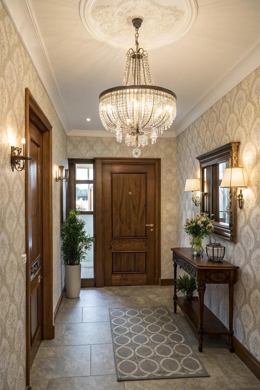 Unique lighting parts add persona and intrigue to your entryway.