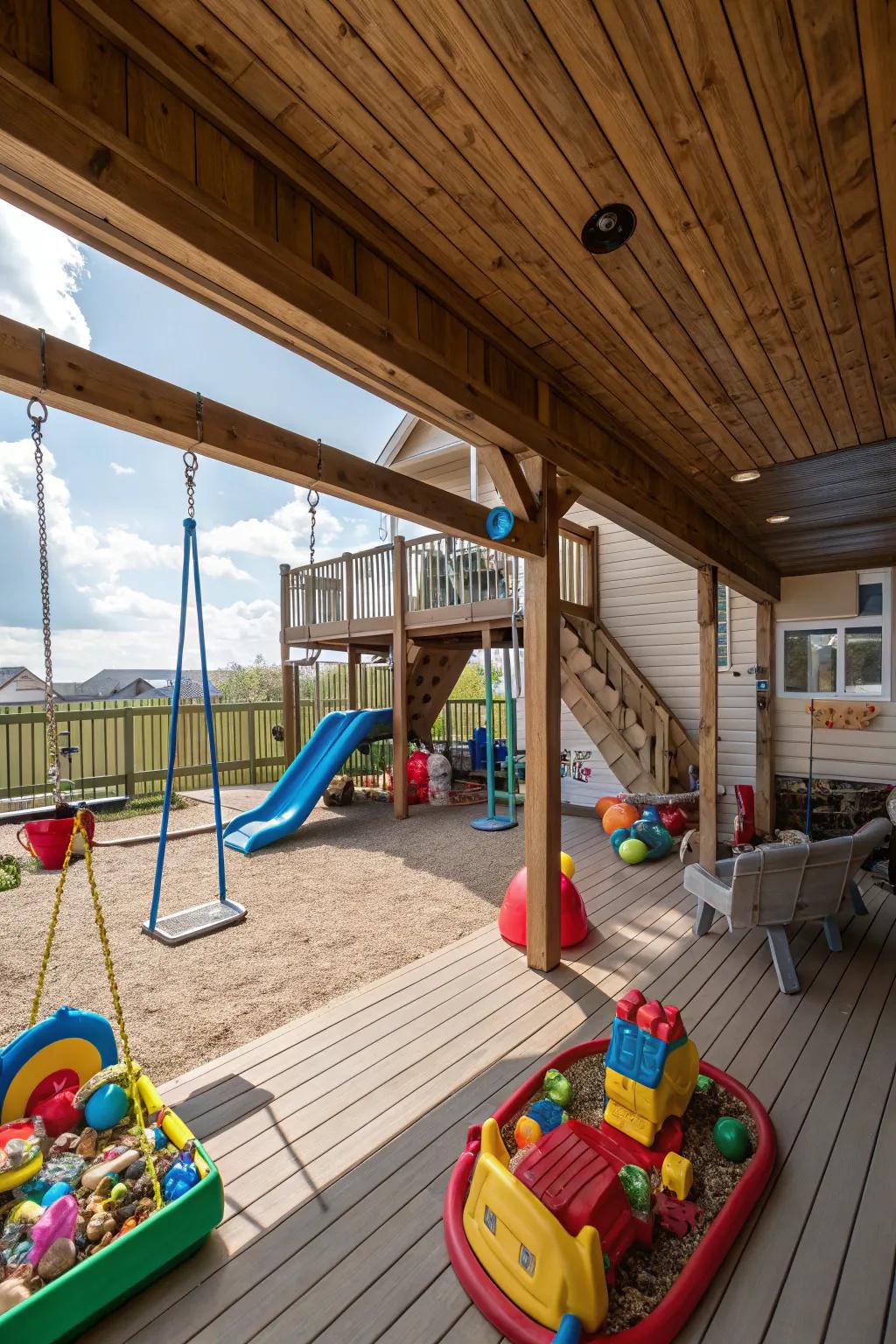 Fashion a playful amusement spot beneath your deck.