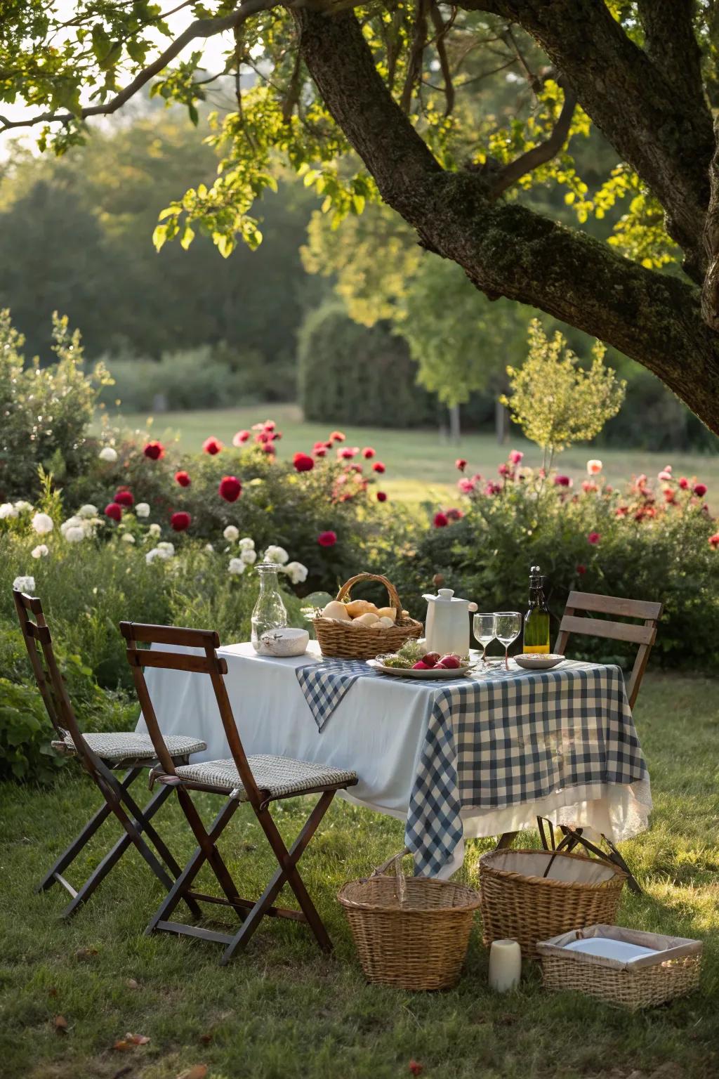 A gathering table invites you to dine alfresco beneath the tree.