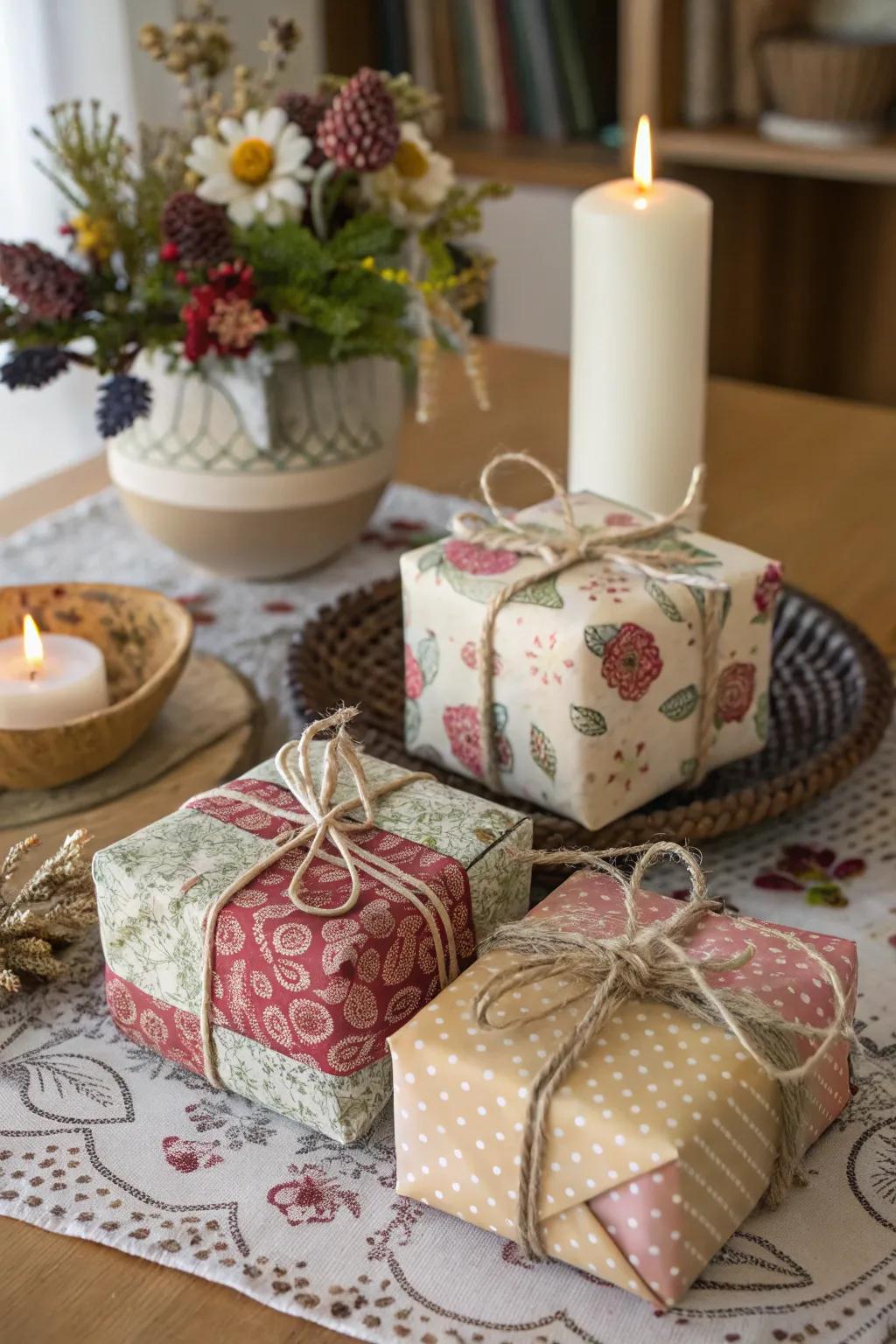 Incorporate a unique twist using creative present wrapping tactics.