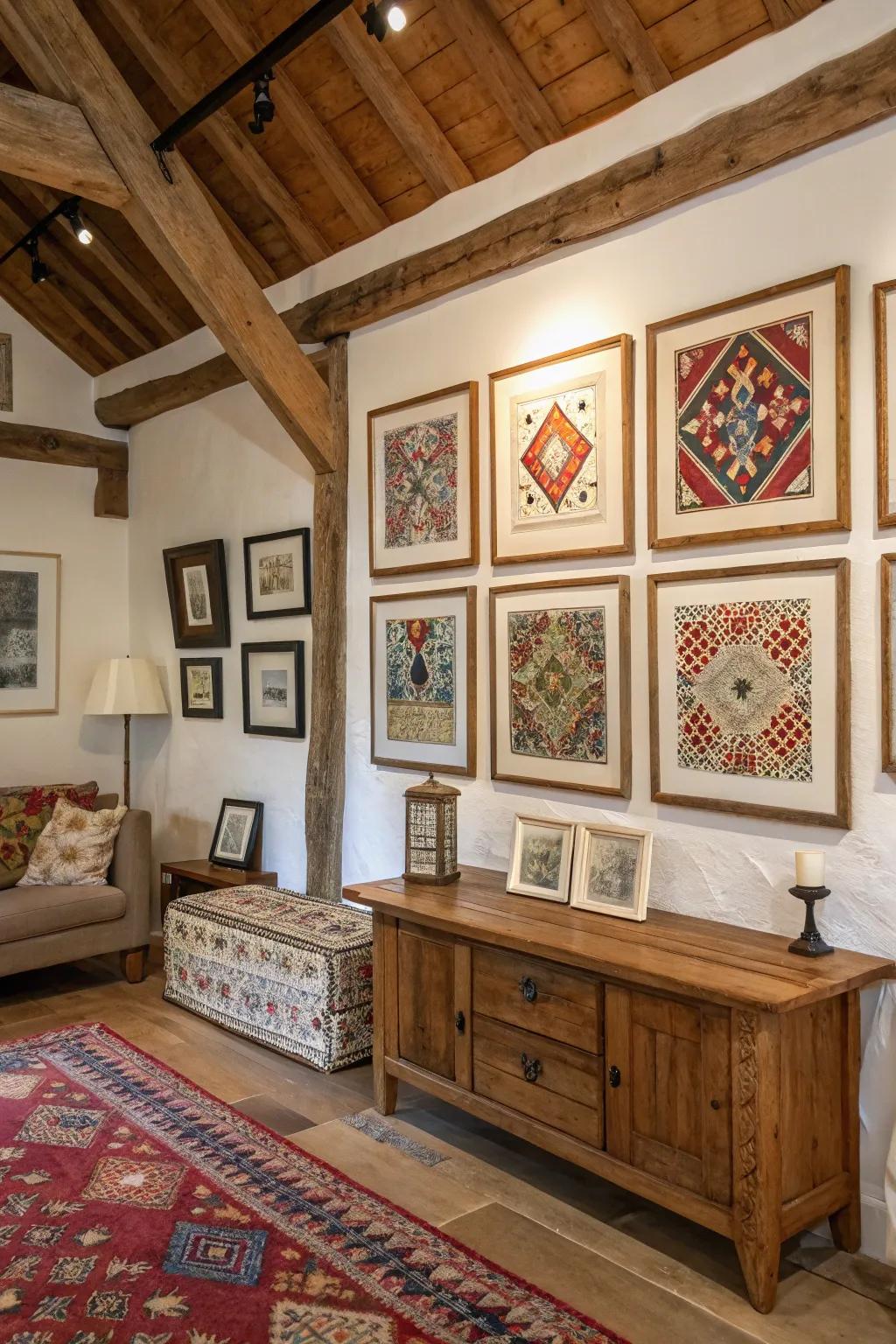 Fabric art imparts texture and warmth.